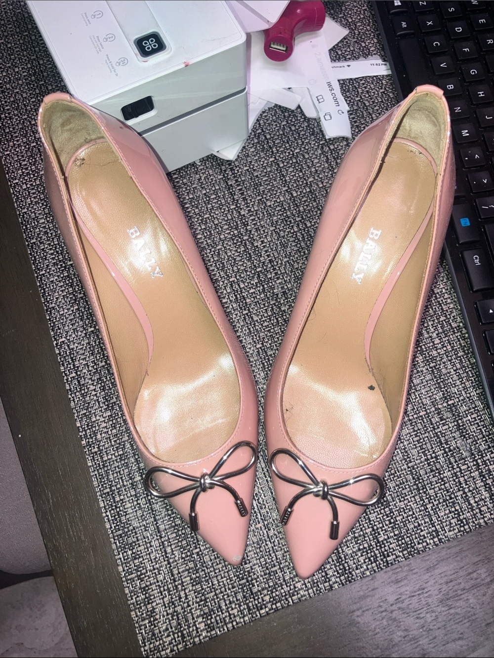 Bally Pink Pointed-Toe Bow Pumps